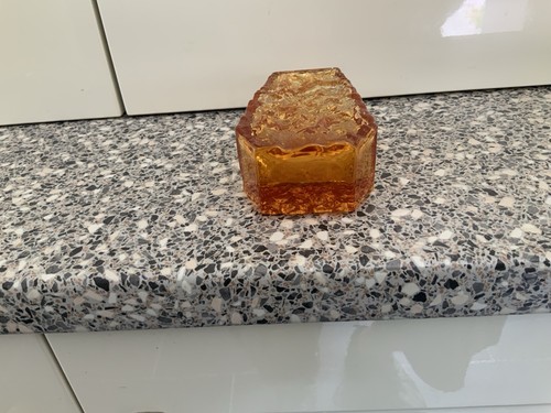 Whitefriars Glass Coffin Rare Vase In Gold Great Condition - Picture 4 of 7