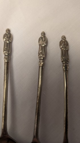 Vintage 6 EPNS Monk Priest Spoons Silver Plate Tea Coffee Sugar Demitasse - Picture 6 of 12
