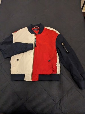Tommy Hilfiger Women's M Bomber Jacket Full Zip Red/White/Blue Colorblock NWT