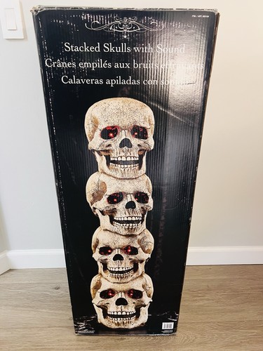 Stacked Skulls Red LED Eyes & Sound Halloween Volume Control Costco 41” Battery - Picture 10 of 14