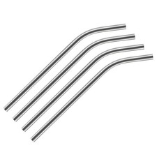 Reusable Metal Straws 4Pcs, Stainless Steel Bent Straw 10.5" Long - Silver