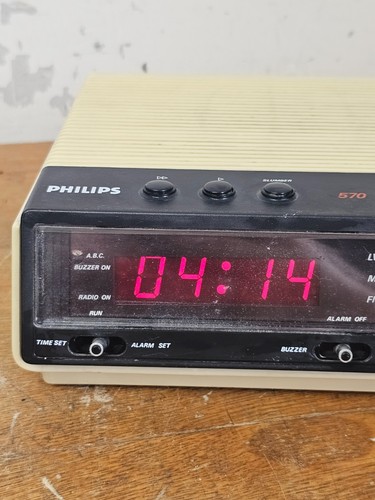 RARE Vintage 1970s Philips 570 PZ1 Alarm Clock Radio Stereo Type 90AS570/15 Work - Picture 3 of 23