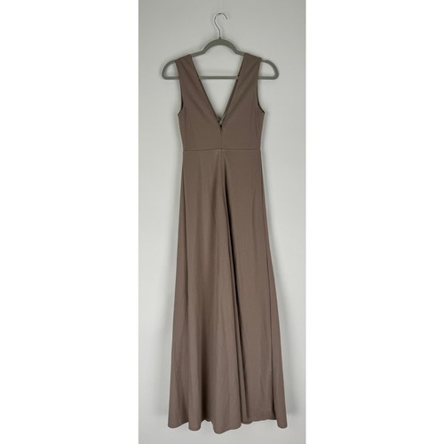 Birdy Grey Shamin Maxi Dress Crepe Womens Small Taupe Bridesmaid New - Picture 6 of 10