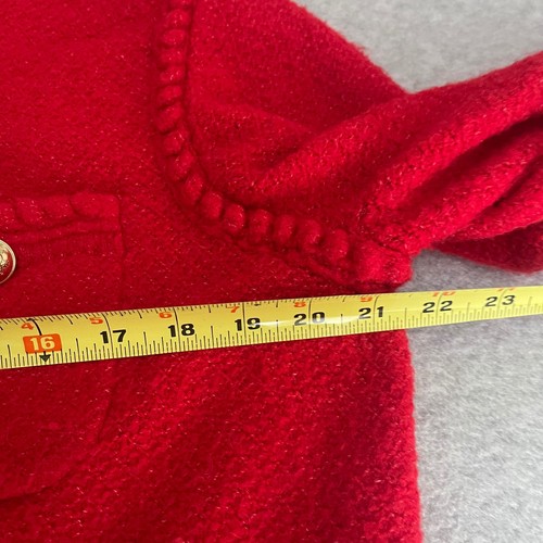J.Crew Red Gold Button Cardigan Tweed Knit Unique Trim Medium Preppy Coquette - Picture 5 of 9