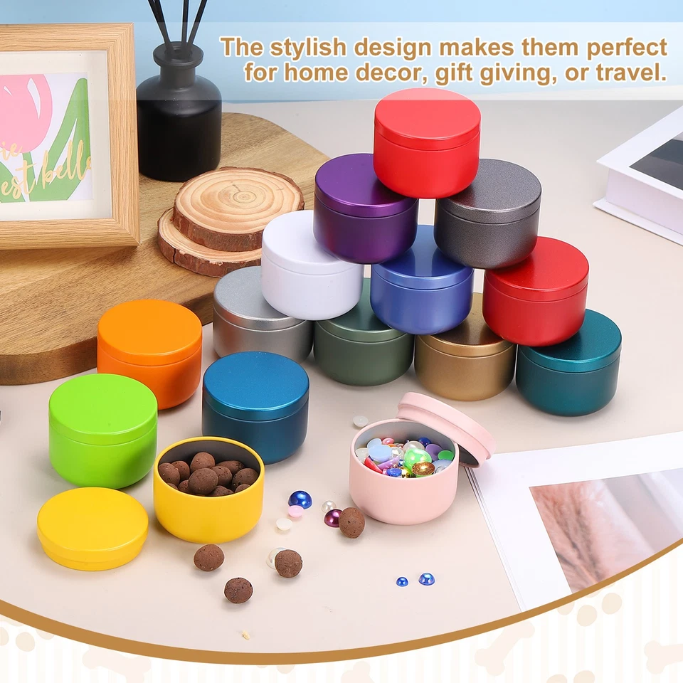 3oz Candle Tins, 12pcs Metal Candle Tins Jars with Lids Empty Tin, Navy Blue Foto 3 de 4