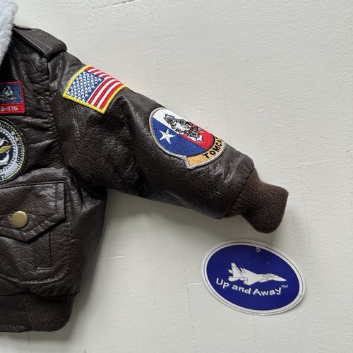 Up Up and Away Bomber Jacket Flight  Pilot Air Force Military Patches Top Gun 12 - Picture 2 of 6
