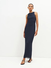 NWT Reformation Ladri Navy Blue Long Backless Maxi Evening Dress Size 4