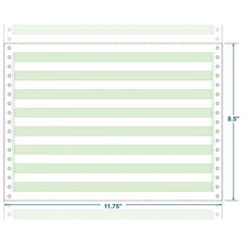11-3/4" x 8-1/2" (W x H) Continuous 20# Computer Paper, 1/2" Green Bar (Carton