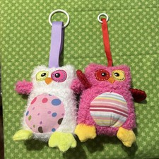BABY TOYS 0-6 months Carrier Car Seat Hanging Toys Pink Owls Girls Set Of 2