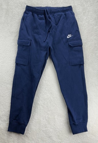 Nike Sweats Cargo Men’s Medium Jogger Navy Blue Sweatpants Fleece Taper