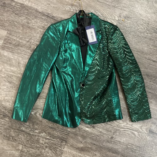 Green 3 Piece Fancy Tuxedo Suit Set Size 10 Boys Sequins Shiny