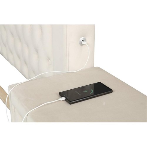 Pemberly Row Crystal Tufted Modern Full Bed made with Wood in Cream - Picture 6 of 7