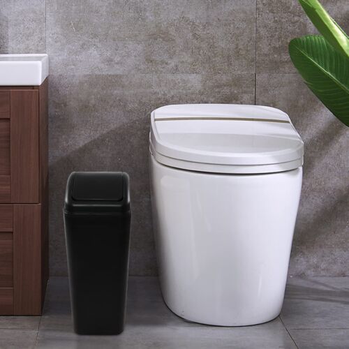 Plastic Slim Trash Can Black Modern Wastebasket 14 Liter Commercial Garbage Bin - Picture 3 of 7