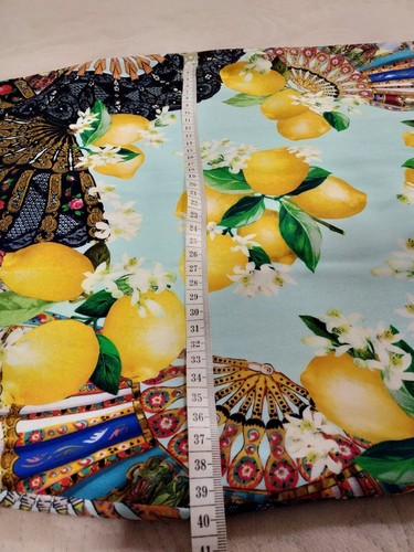 AUTH SS2015 Dolce & Gabbana fans lemons printed silk Dress IT 36 - Picture 5 of 23