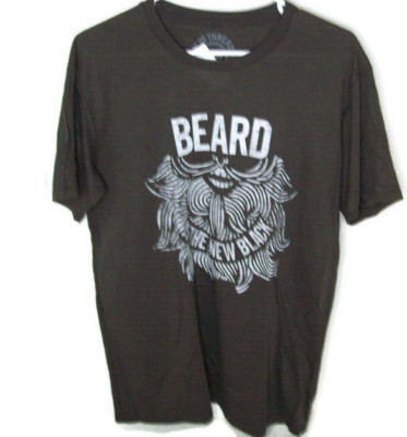 Solid Threads Dark Brown Beard is the new black Men's T Shirt Size Medium New