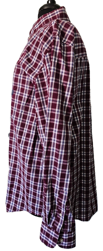 Camisa CHAPS Fácil Cuidado Para Hombre Granate/Blanco Cuadros Manga Larga Botón X-Grande - Imagen 3 de 8
