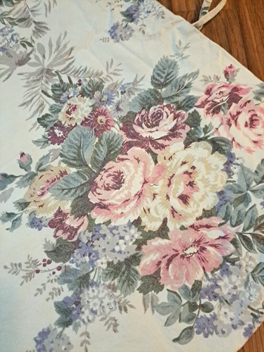 Dining Chair Cushion Cover Pink Cottage Rose Tieback Pastel Country Garden 21x20 - Picture 2 of 4