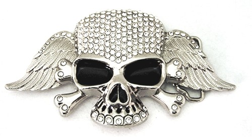 Vintage Skull Belt Buckle Skeleton Crossbones Silver Metal Halloween Men Women - Picture 7 of 12