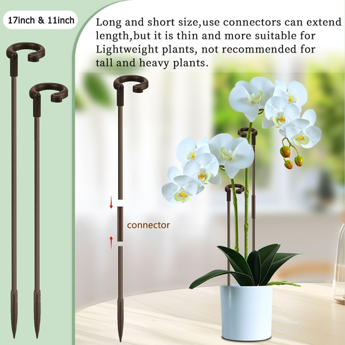 Invisible Orchid Sticks 17 Inch &11 Inch 16Pcs Plant Stakes with Clips for Supp - Picture 4 of 6