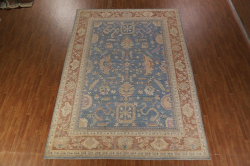 Vegetable Dye Turkish Authentic Oushak Rug Hand-Knotted 10x14 ft Blue - Picture 15 of 20