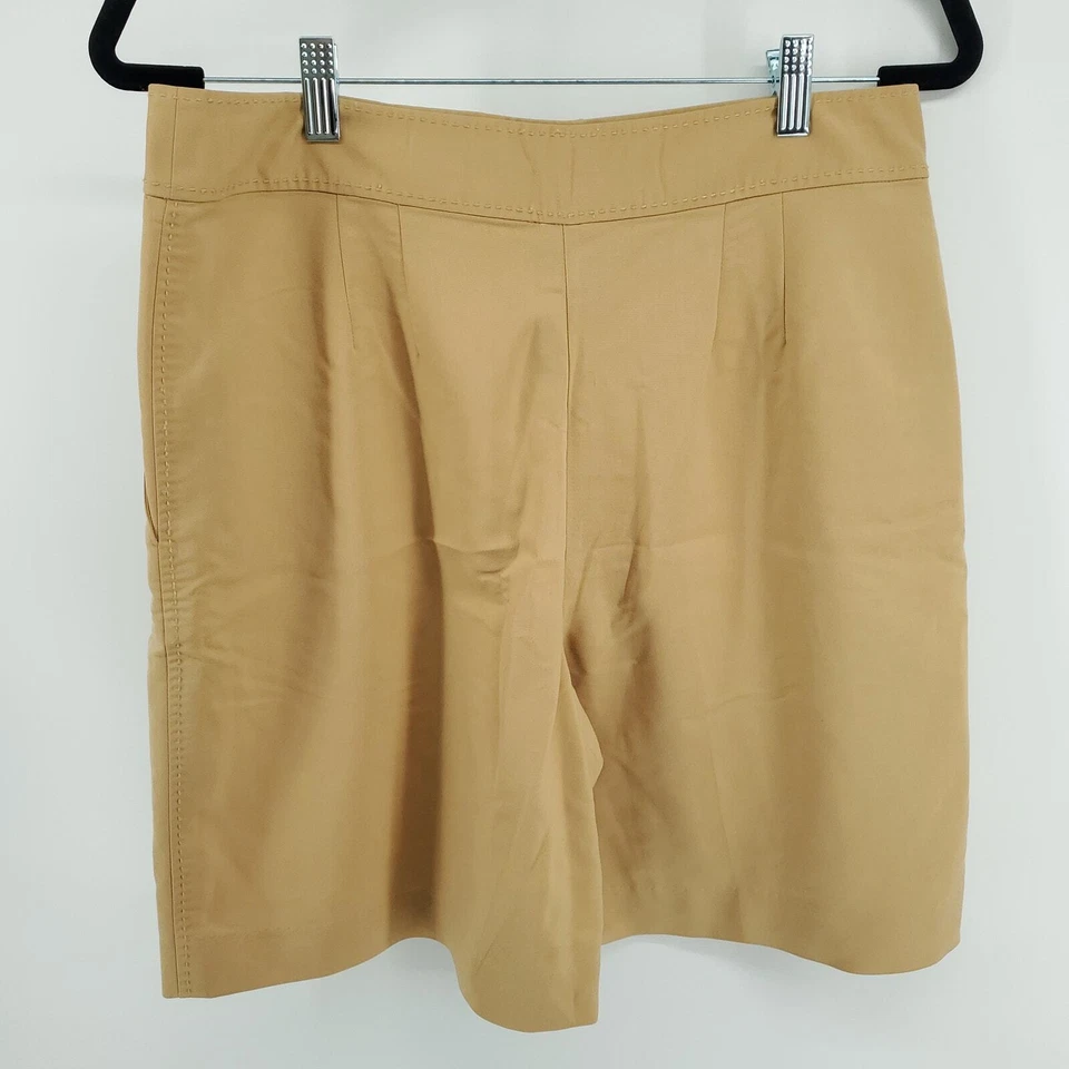 Izod Womens Vintage Stretch High Rise Bermuda Mom Shorts Camel Golf Shorts| 12 - Image 4 of 4