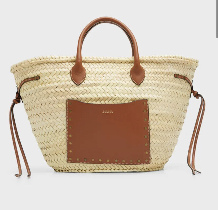 NEW! Isabel Marant Cadix Leather & Straw Beach Tote | eBay