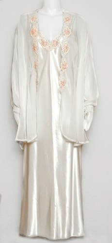 Vintage Lingerie Ivory Lace, Pearls, Sequins Peign