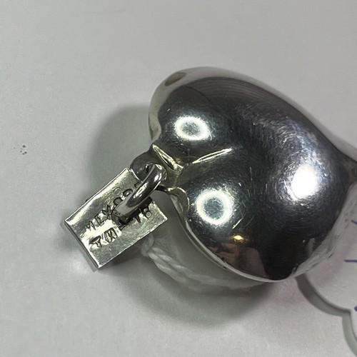 Vintage Sterling Silver - Large Puff Heart Love Bell Pendant (Rings) Heavy! - P5 - Picture 5 of 8
