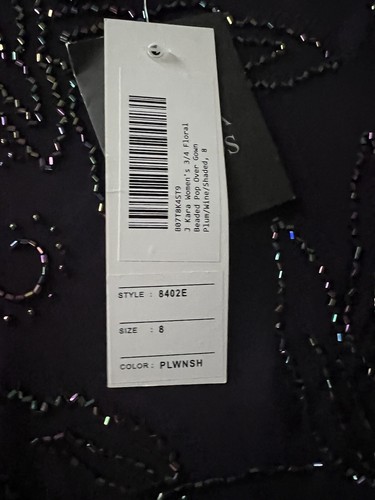 J Kara Blumen Perlen 3/4 Ärmel Brautmutter/Bräutigam Pflaume/Wein Kleid Größe 8 ~ Neu mit Etikett - Bild 5 von 5
