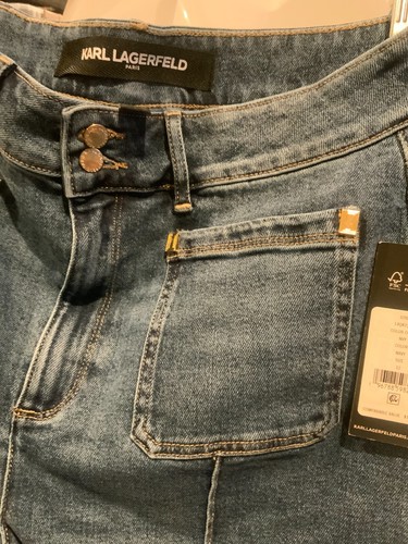 Pantalones de mezclilla para mujer Karl Lagerfeld, estilo # L4QK2211, talla 12, color azul marino - Imagen 10 de 14