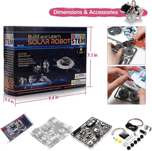 Solar Robot Toys 6 in 1 STEM Learning Kits Educational Space Moon White - Picture 7 of 7