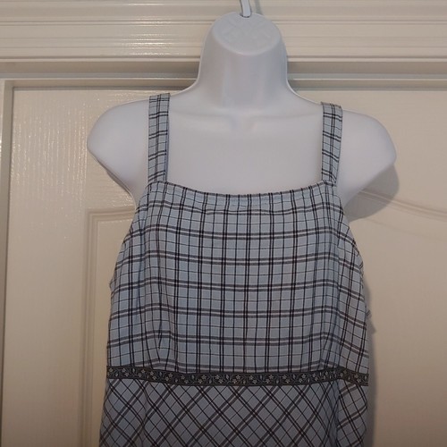 Vintage Y2K Empire Waist Exhilaration Baby Blue Cotton Sun Dress XL Preppy - Picture 3 of 11