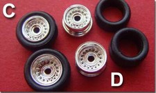 Vincent Wheels C D STEEL CHROME W/TIRES FOR TJET Slot Cars