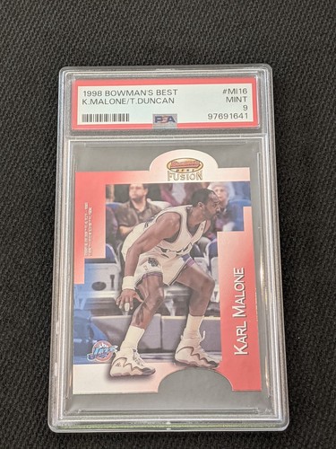 1998 Bowman's Best Fusion K.Malone/T.Duncan PSA 9 MINT#MI16 2 HOF Duncan Malone - Picture 2 of 6