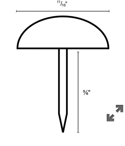 Clavos para tapicería redondos cúpula alta de 11/16" - pasadores con vástago de níquel de 5/8" (paquete de 10) - Imagen 3 de 4