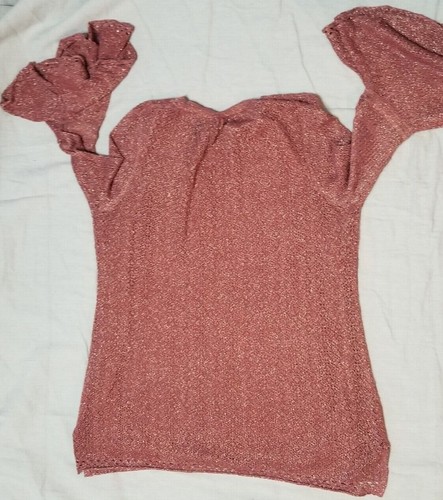 Chico's Suéter Túnica Color Óxido con Hilo Metálico Dorado y Mangas Campana Talla L - Imagen 2 de 5