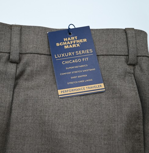 NWT $150 Hart Schaffner Marx Luxury Light Brown Worsted Wool Dress Pants 46R - Picture 2 of 4