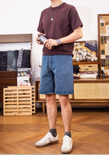 Red Tornado Vintage 15oz Raw Denim Shorts Men Loose Jeans Heavyweight B26 Blue - Bild 10 von 18