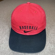 Nike Hat Baseball Spellout Red Adjustable Cap Black Swoosh