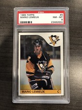 1985 Topps #9 MARIO LEMIEUX RC Penguins HOF  PSA 8