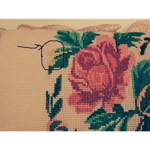 Mid Century Floral Needlepoint Reversible Double Side Throw Pillow 25" - Picture 6 of 6