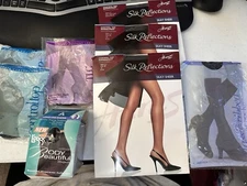 Lot of 9 Small Petite Pantyhose Control Top L'eggs Hanes Silkies Black READ