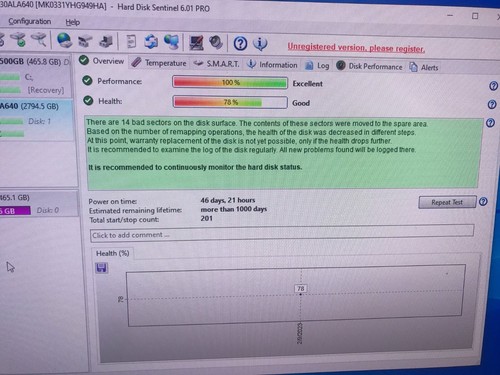 HGST 3TB HD,( HUA723030ALA640) SATA, 6.0GB , 7200RPM, 3.5" Working 78 % - Picture 6 of 6