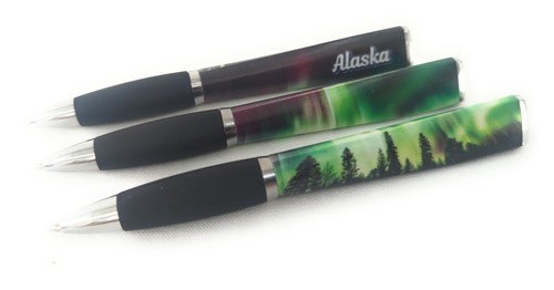 10ct Pen Lot: ALASKA: Alaskan Northern Lights 3D Retractable Twist Click Pens