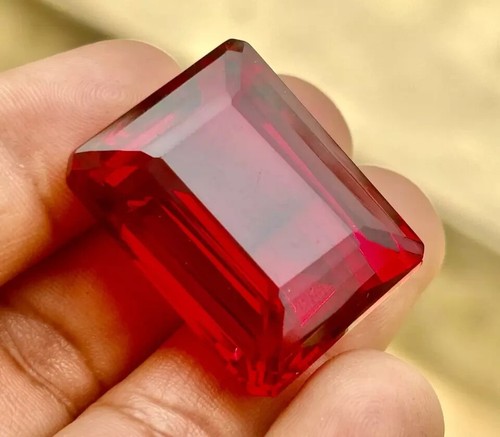 74.4 Ct. AAA+ Large Red Topaz Emerald Cut Loose Gemstone Gift for Ring & Pendant - Picture 3 of 9