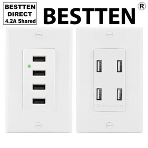 BESTTEN-4-2A-4-High-Speed-USB-Ports-Wall-Outlet-Receptacle-AC-Socket-UL