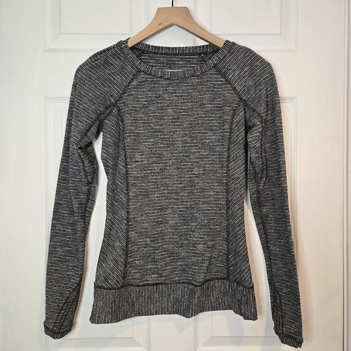 Lululemon Race Your Pace Long Sleeve Running Shirt Women's Size 4 Gray/Black - Picture 2 of 10