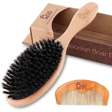 BLACK EGG Boar Bristle Hair Brush for Women Men Kid, Soft Natural Bristles  