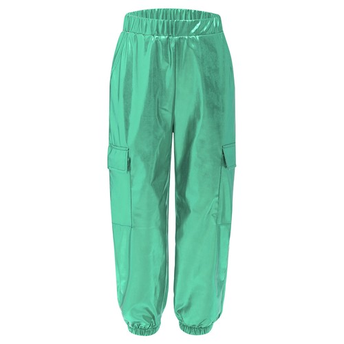 Unisex Kids Pants Shiny Dancewear Metallic Trousers Costumes Training Jazz Boys - Picture 110 of 127