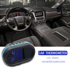 Car Digital LCD Auto Car Temperature Thermometer  Clock Voltage Meter Monitor